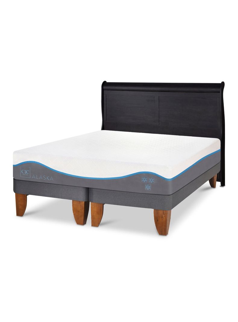 Cama Europea Alaska King + Respaldo Miro Negro-0