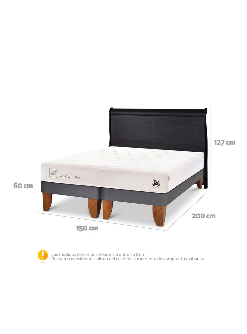 Cama Europea Cocopedic 2 Plazas Base Dividida + Respaldo Miro Negro-1