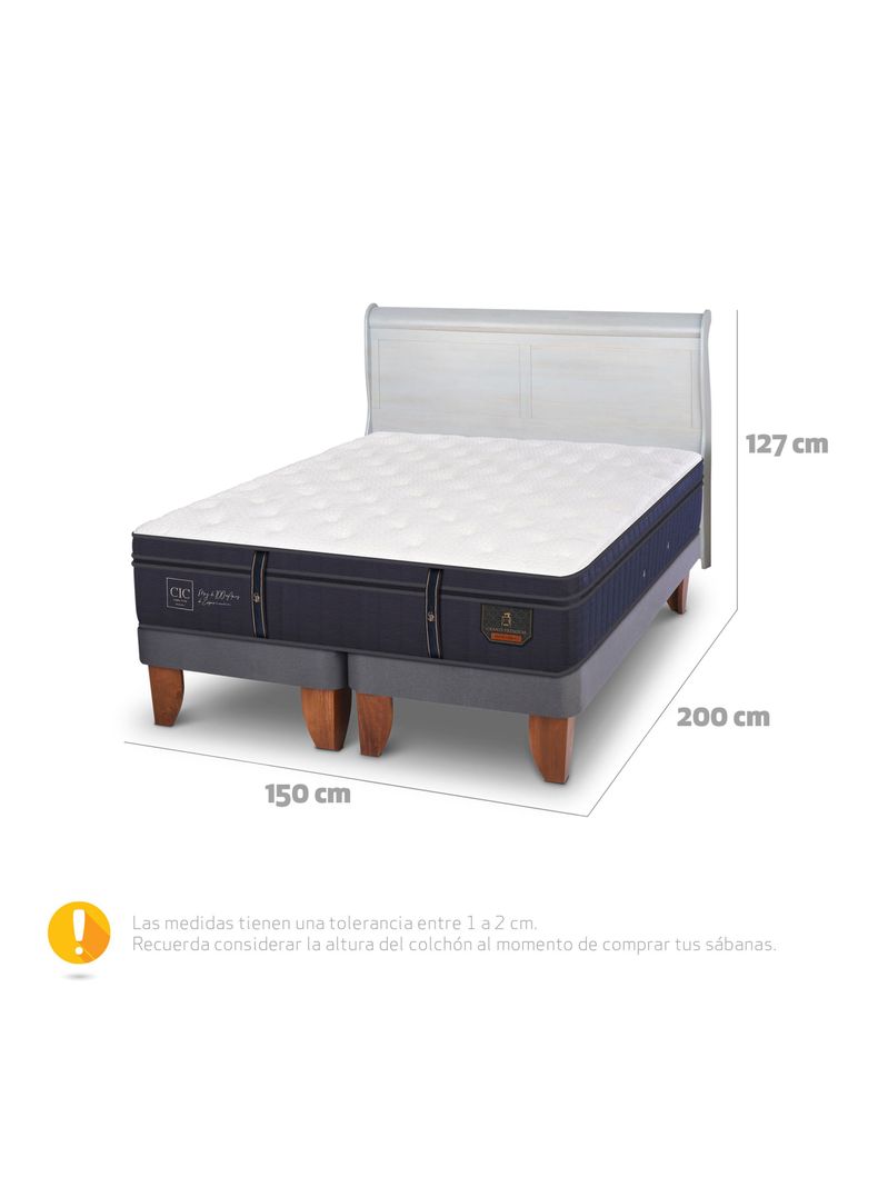 Cama Europea Grand Premium 2 Plazas Base Dividida + Respaldo Miro Alpino-1