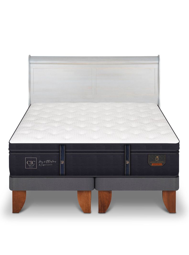 Cama Europea Grand Premium 2 Plazas Base Dividida + Respaldo Miro Alpino-2