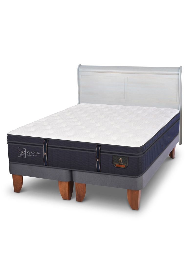 Cama Europea Grand Premium 2 Plazas Base Dividida + Respaldo Miro Alpino-0