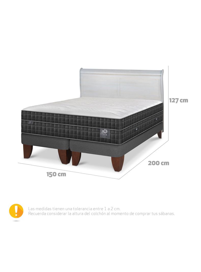 Cama Europea Lux 2 Plazas Base Dividida + Respaldo Miro Alpino-1