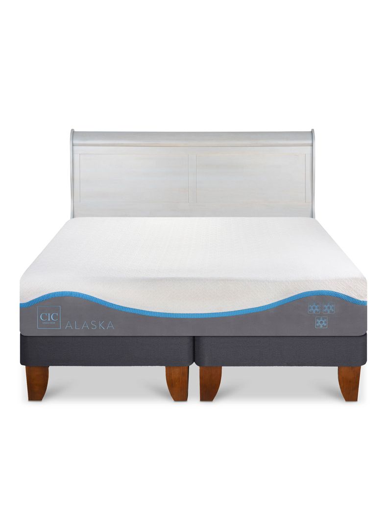 Cama Europea Alaska 2 Plazas Base Dividida + Respaldo Miro Alpino-2
