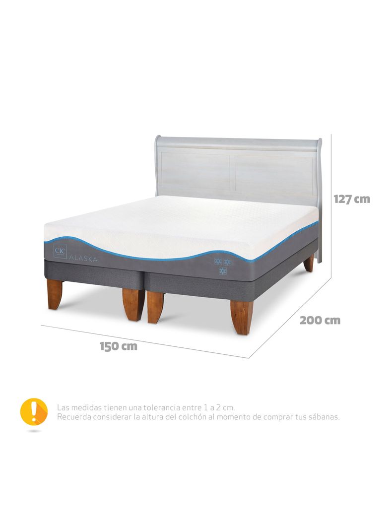 Cama Europea Alaska 2 Plazas Base Dividida + Respaldo Miro Alpino-1