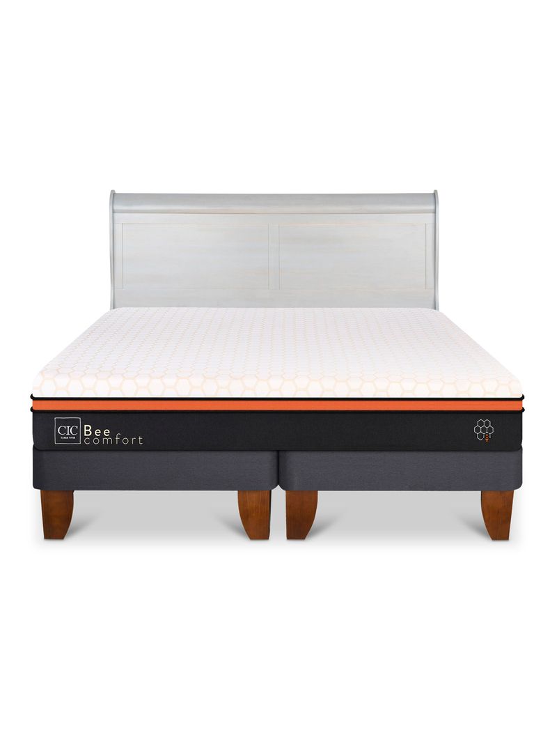 Cama Europea Bee Comfort 2 Plazas Base Dividida + Respaldo Miro Alpino-2