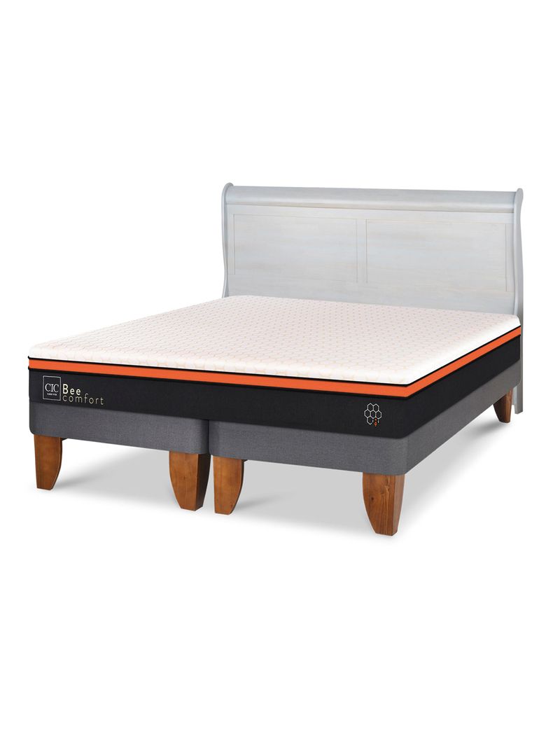 Cama Europea Bee Comfort 2 Plazas Base Dividida + Respaldo Miro Alpino-0