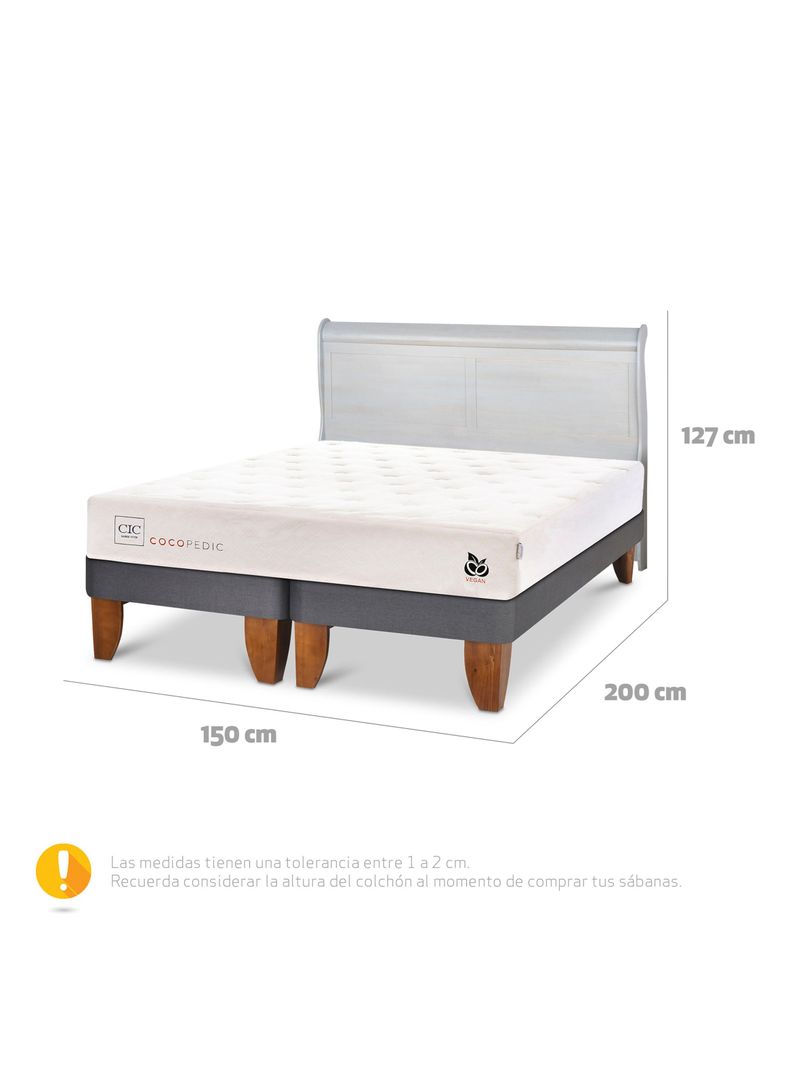 Cama Europea Cocopedic 2 Plazas Base Dividida + Respaldo Miro Alpino-1