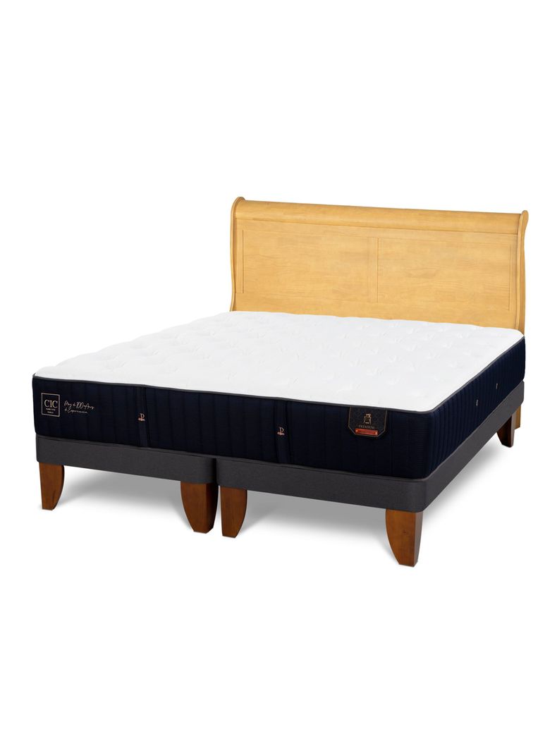 Cama Europea Premium 2 Plazas Base Dividida + Respaldo Miro Mostaza-0