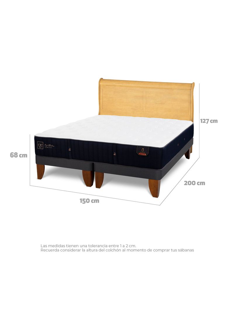 Cama Europea Premium 2 Plazas Base Dividida + Respaldo Miro Mostaza-1