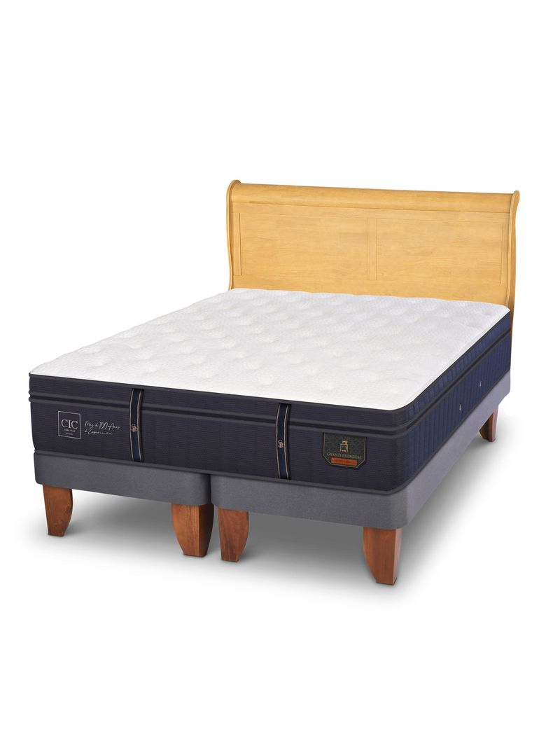 Cama Europea Grand Premium King + Respaldo Miro Mostaza