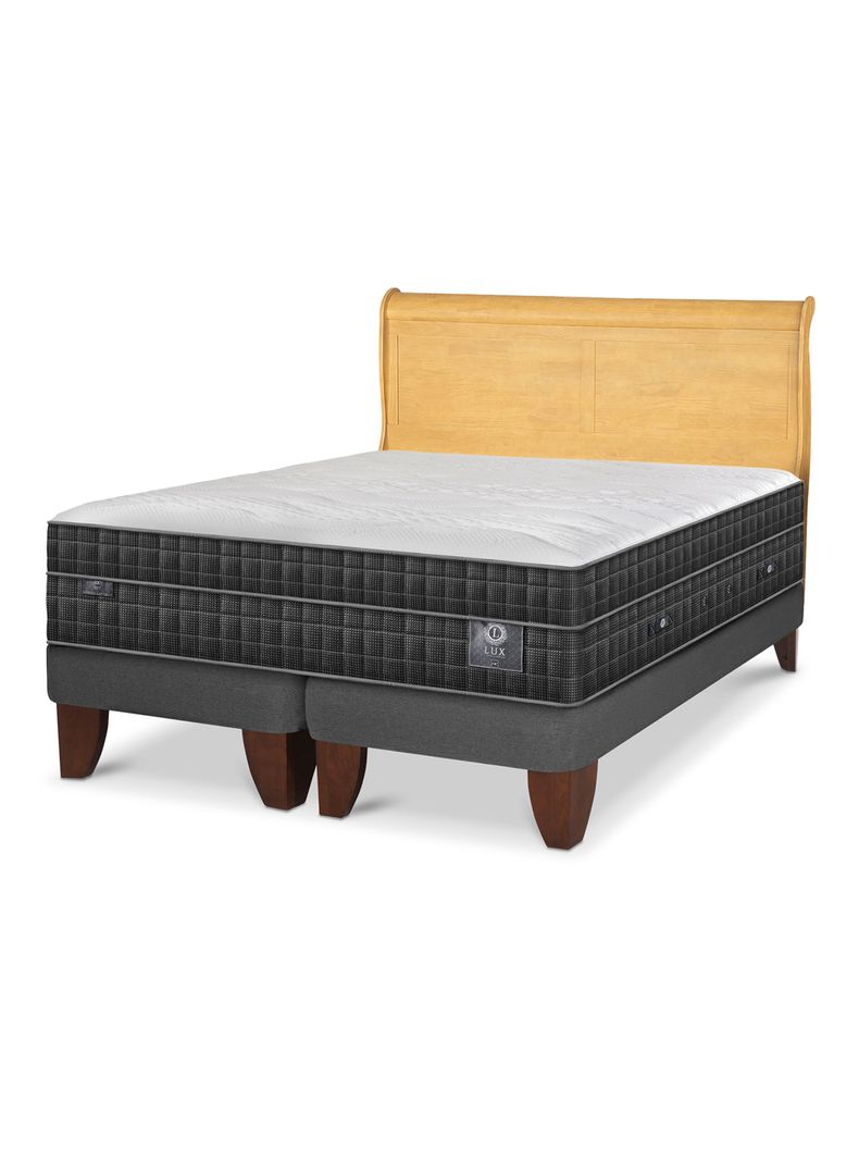 Cama Europea Lux 2 Plazas Base Dividida + Respaldo Miro Mostaza-0