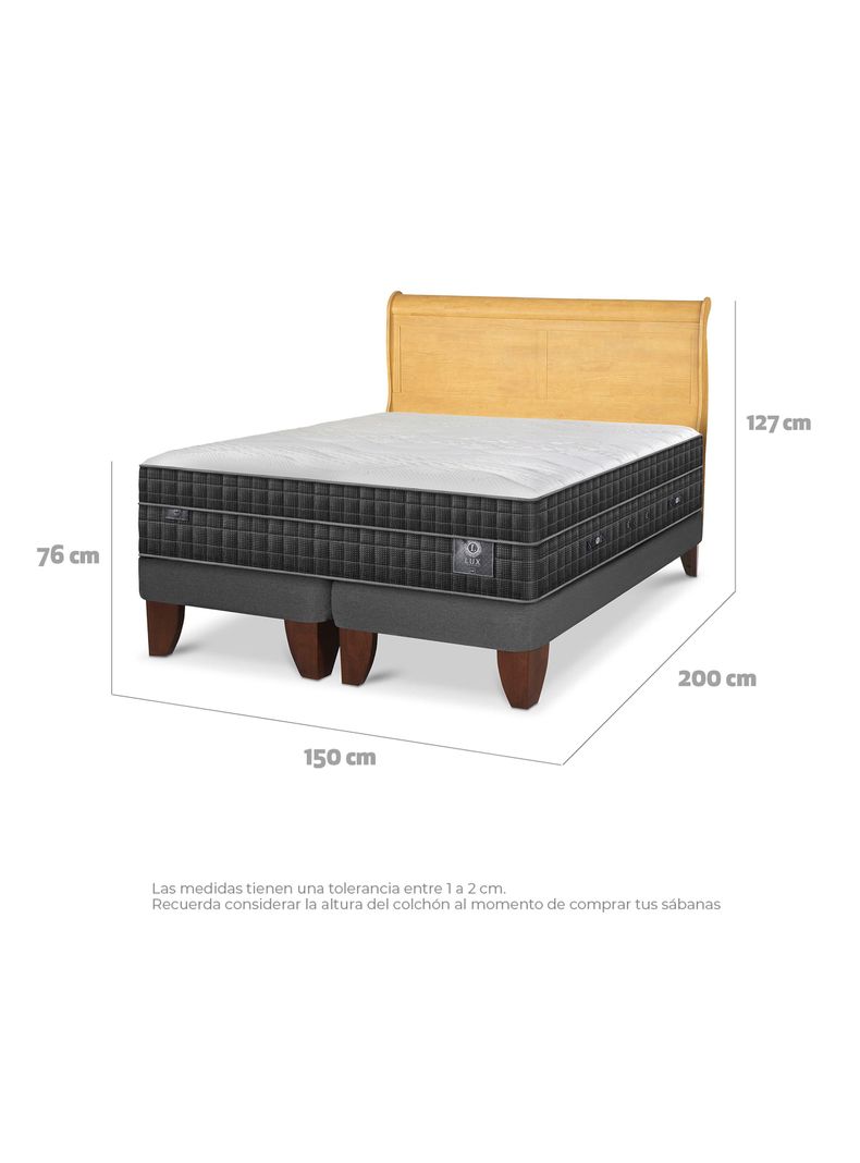 Cama Europea Lux 2 Plazas Base Dividida + Respaldo Miro Mostaza-1