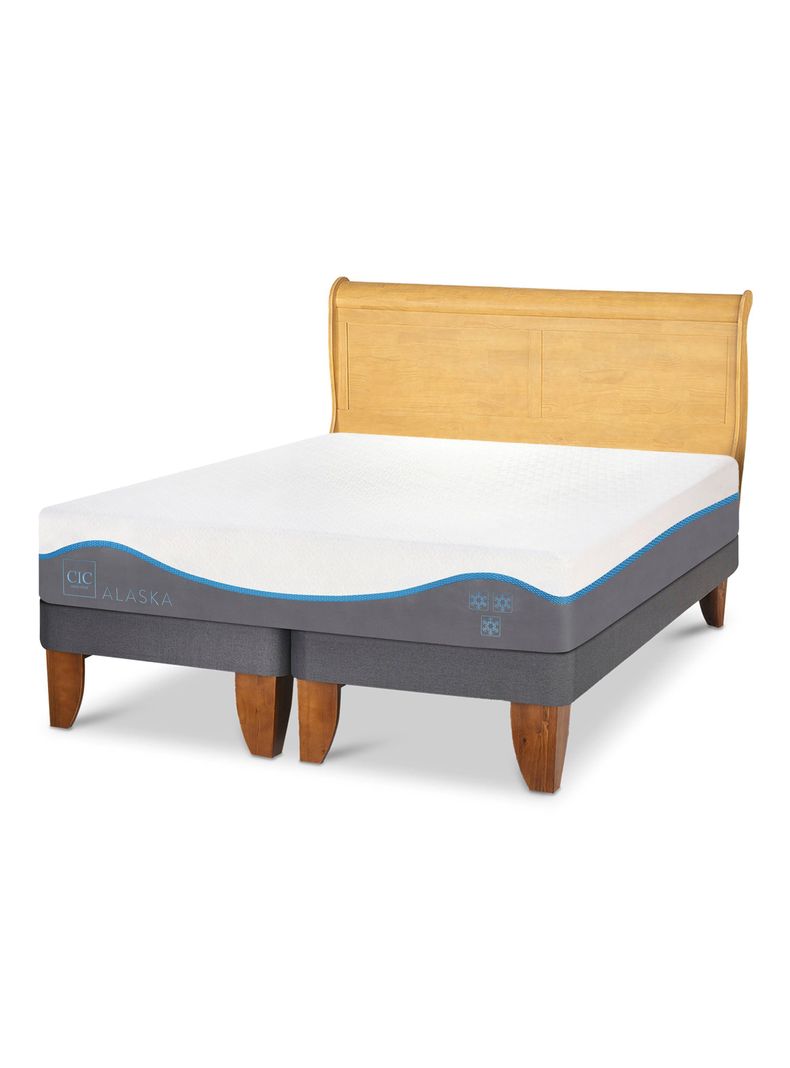 Cama Europea Alaska 2 Plazas Base Dividida + Respaldo Miro Mostaza-0