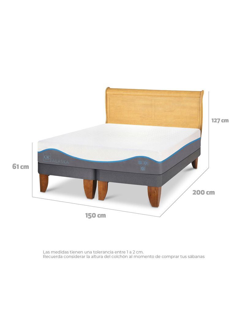Cama Europea Alaska 2 Plazas Base Dividida + Respaldo Miro Mostaza-1