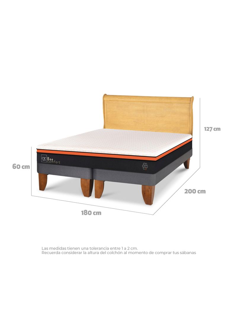 Cama Europea Bee Comfort King + Respaldo Miro Mostaza-1