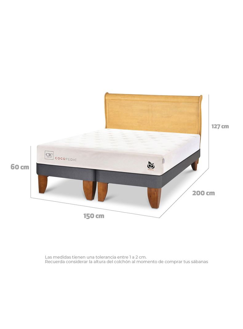 Cama Europea Cocopedic 2 Plazas Base Dividida + Respaldo Miro Mostaza-1
