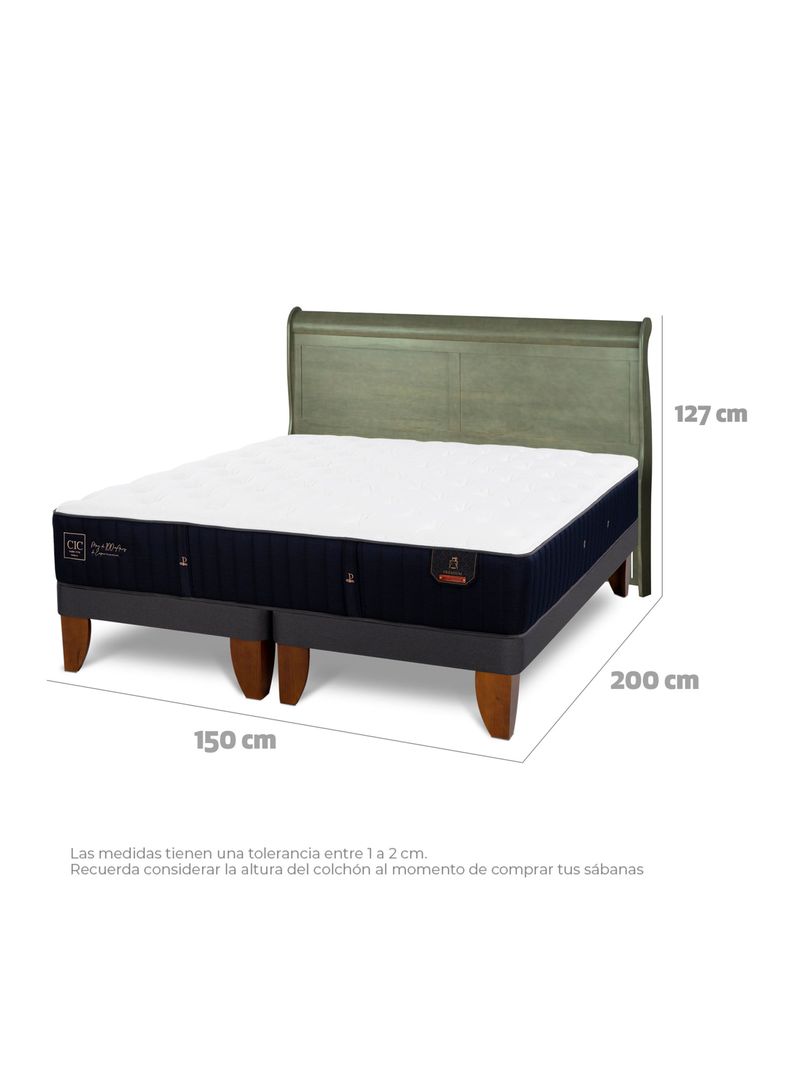 Cama Europea Premium 2 Plazas Base Dividida + Respaldo Miro Olivo-1
