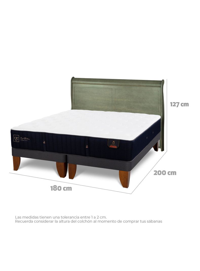 Cama Europea Premium King + Respaldo Miro Olivo-1