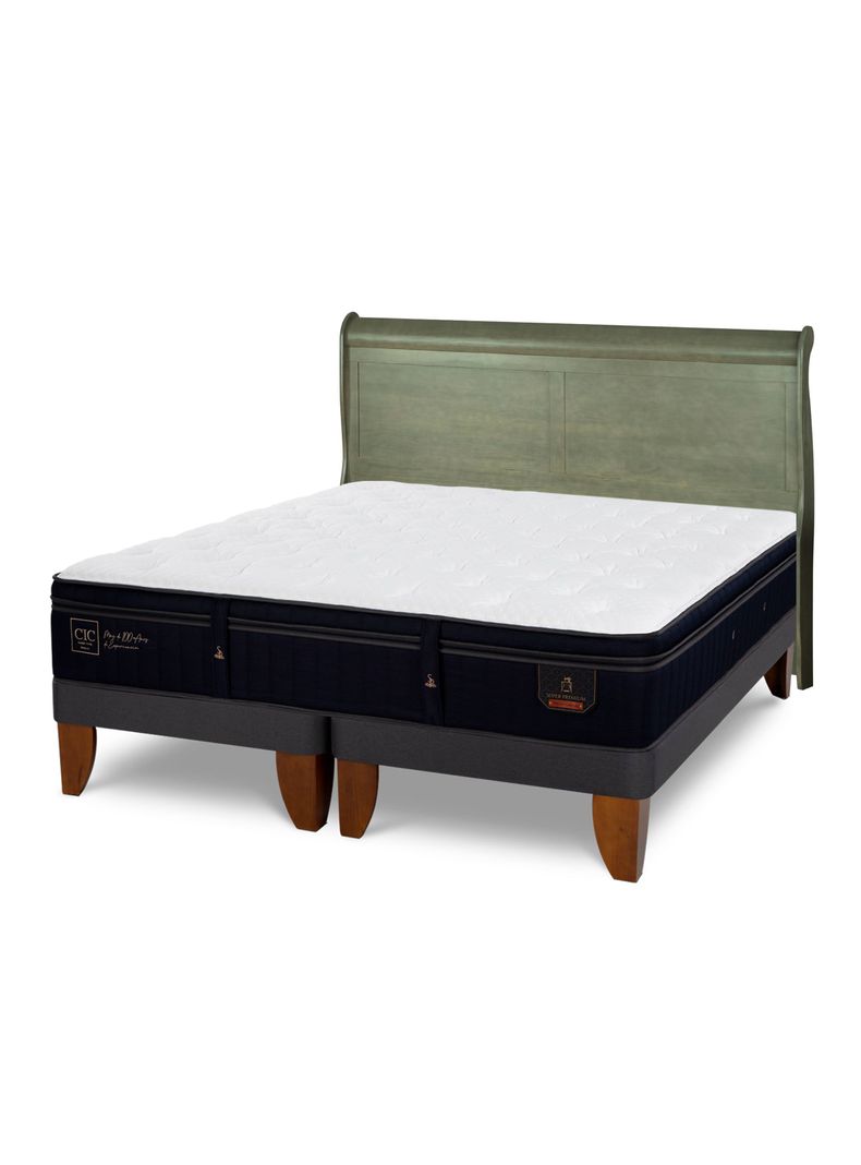 Cama Europea Super Premium 2 Plazas Base Dividida + Respaldo Miro Olivo-0