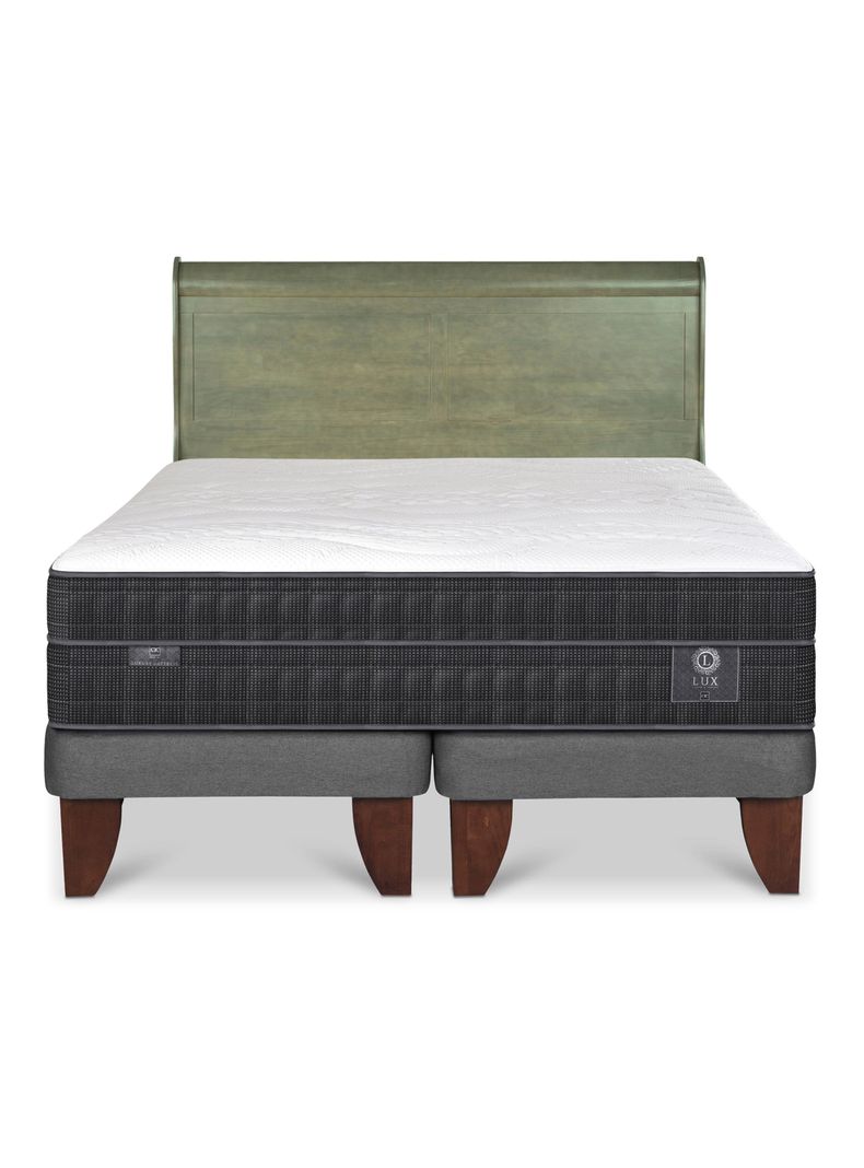 Cama Europea Lux 2 Plazas Base Dividida + Respaldo Miro Olivo-2