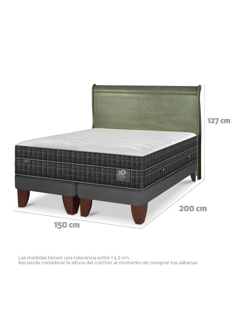 Cama Europea Lux 2 Plazas Base Dividida + Respaldo Miro Olivo-1