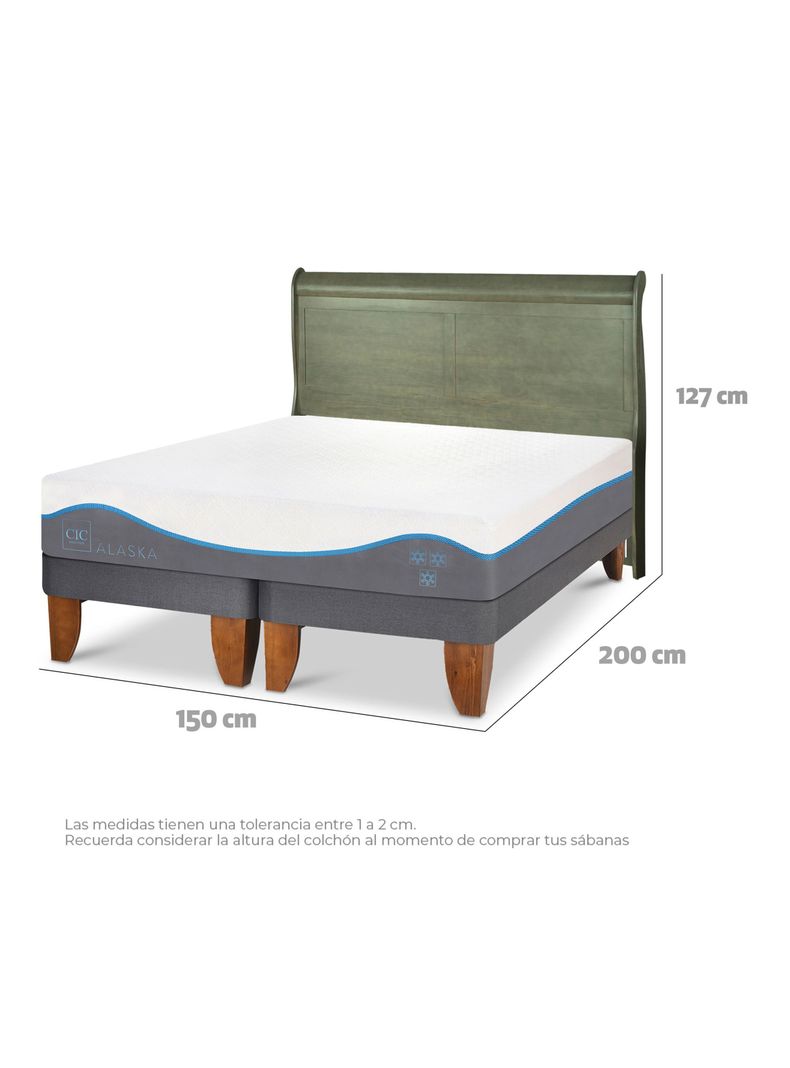 Cama Europea Alaska 2 Plazas Base Dividida + Respaldo Miro Olivo-1