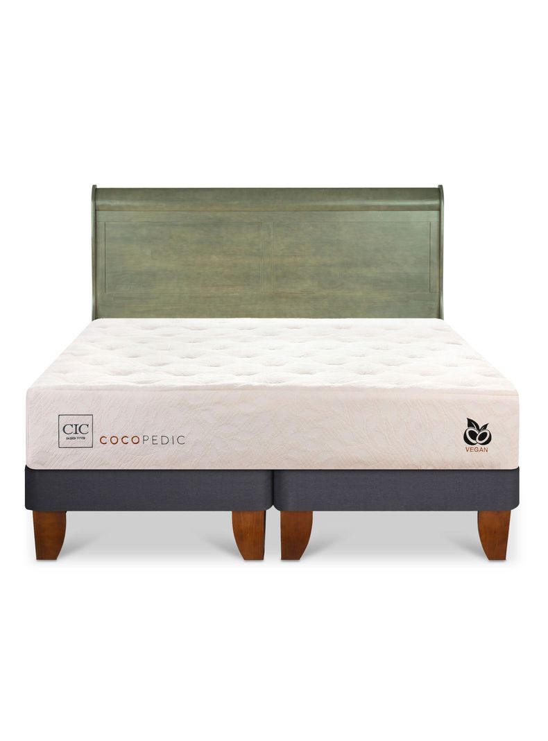 Cama Europea Cocopedic 2 Plazas Base Dividida + Respaldo Miro Olivo-2