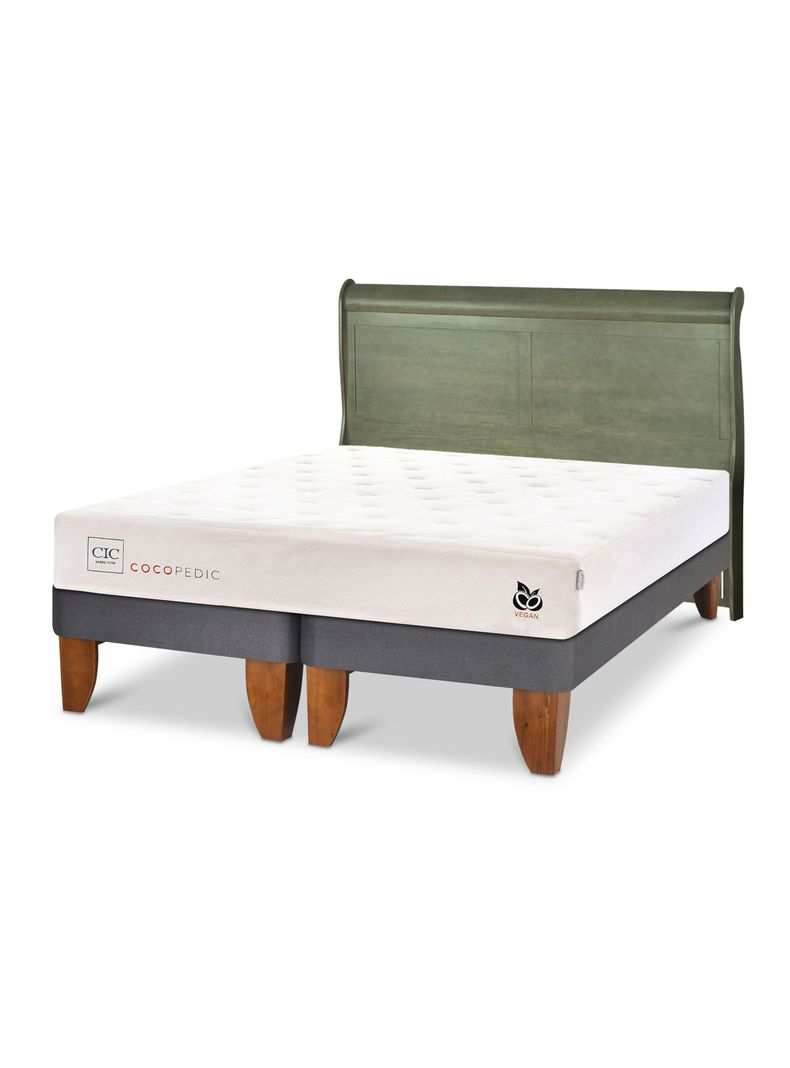 Cama Europea Cocopedic 2 Plazas Base Dividida + Respaldo Miro Olivo-0