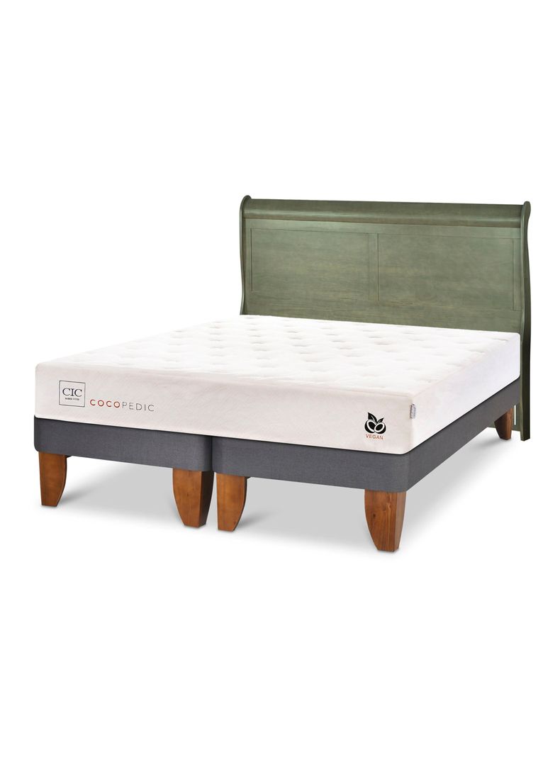 Cama Europea Cocopedic King + Respaldo Miro Olivo-0