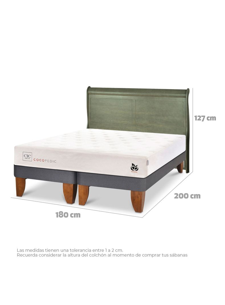 Cama Europea Cocopedic King + Respaldo Miro Olivo-1