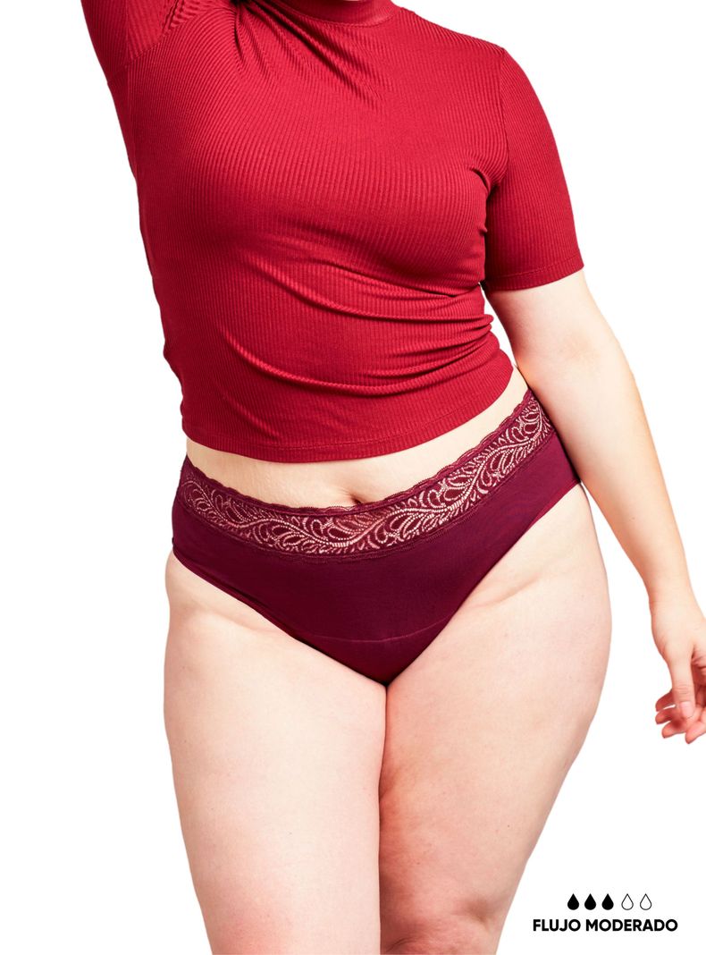 Calzón Menstrual High Waist Flujo Moderado Burdeos-0
