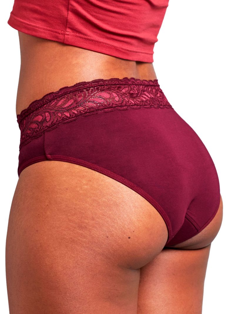 Calzón Menstrual High Waist Flujo Moderado Burdeos-2