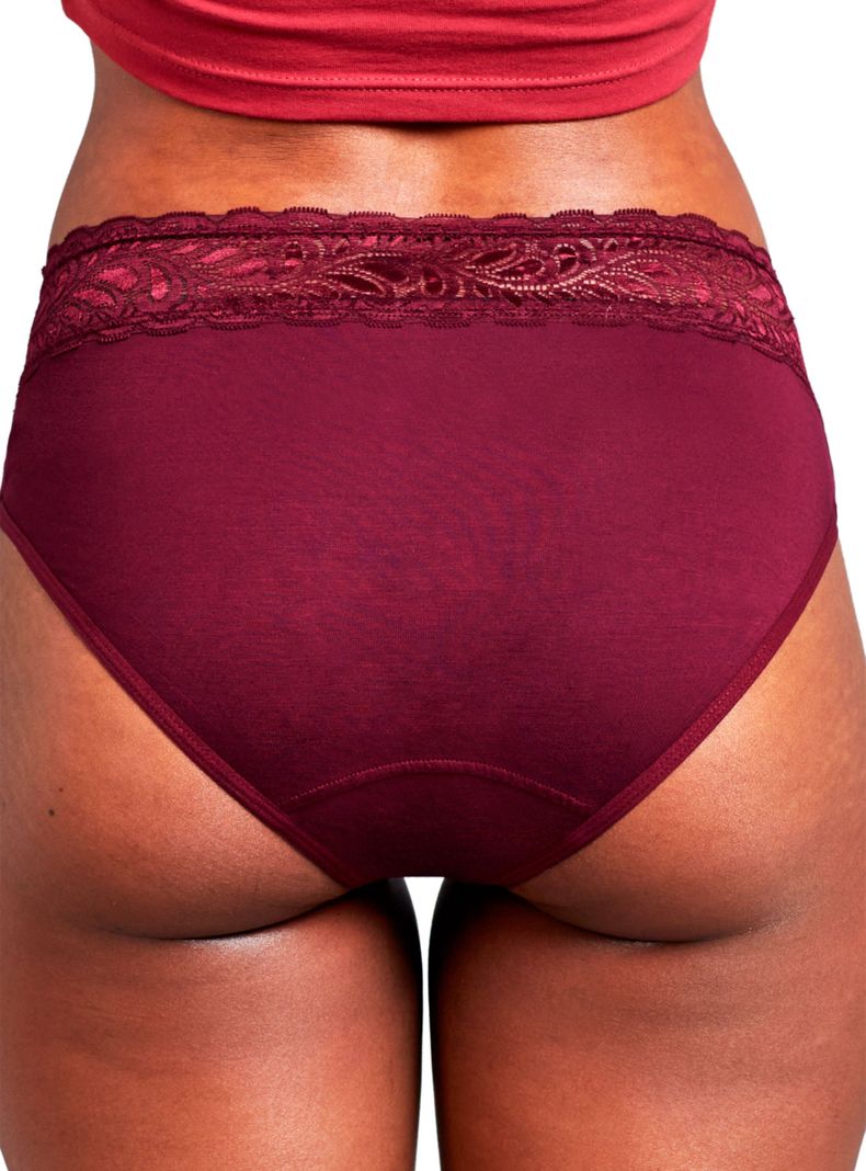 Calzón Menstrual High Waist Flujo Moderado Burdeos-3