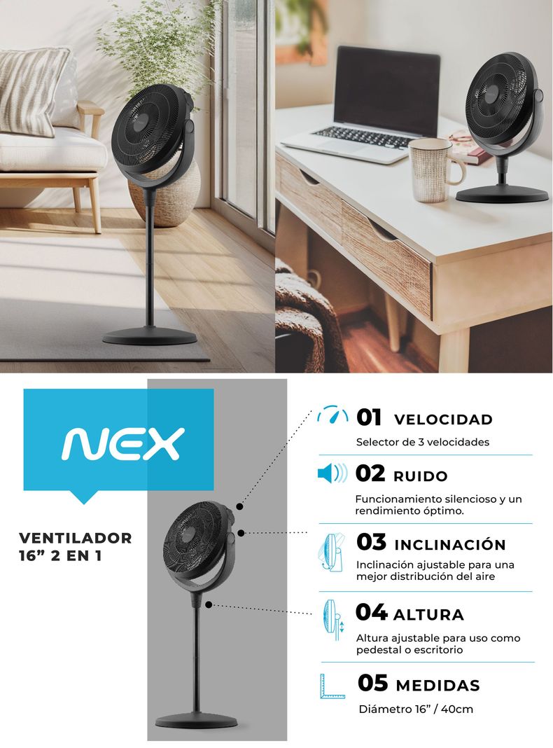 Ventilador de Pie 2 en 1 16" 40W VPM1623-6