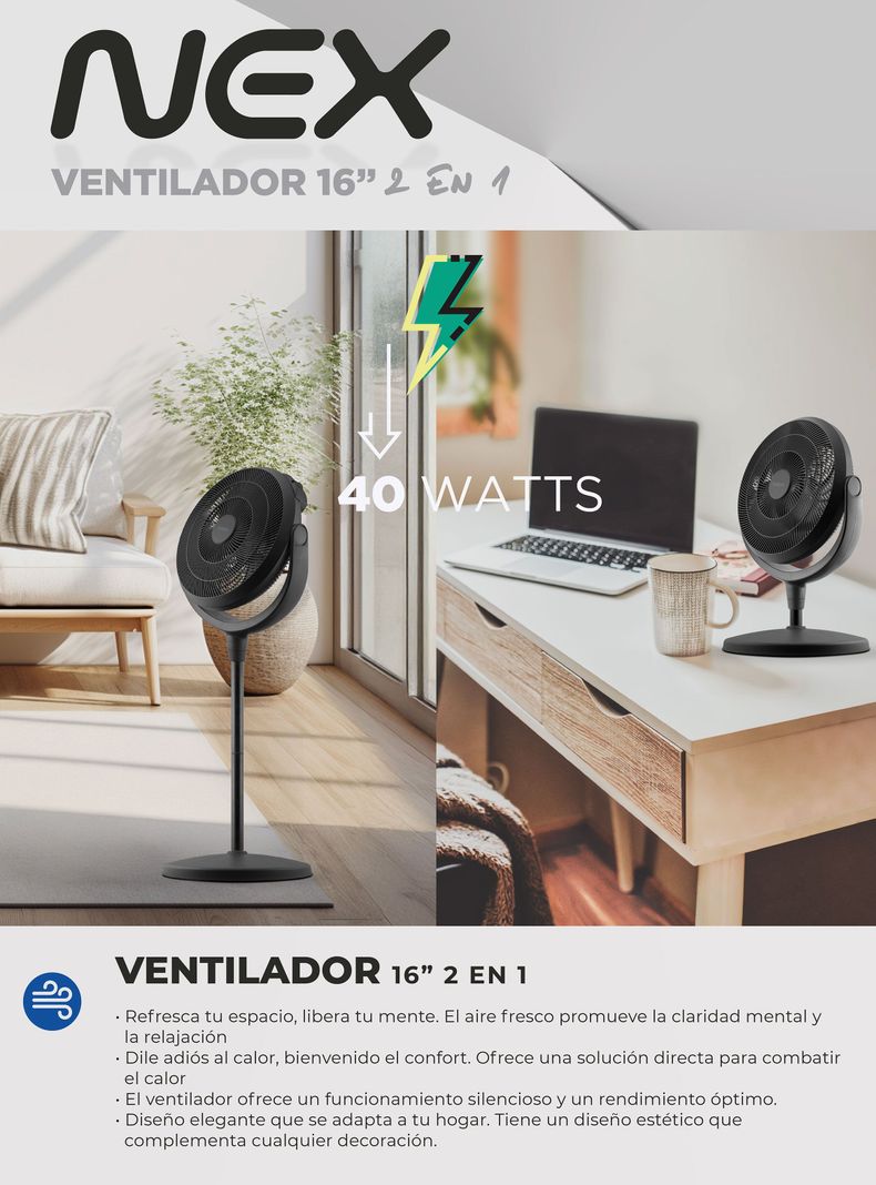 Ventilador de Pie 2 en 1 16" 40W VPM1623-5