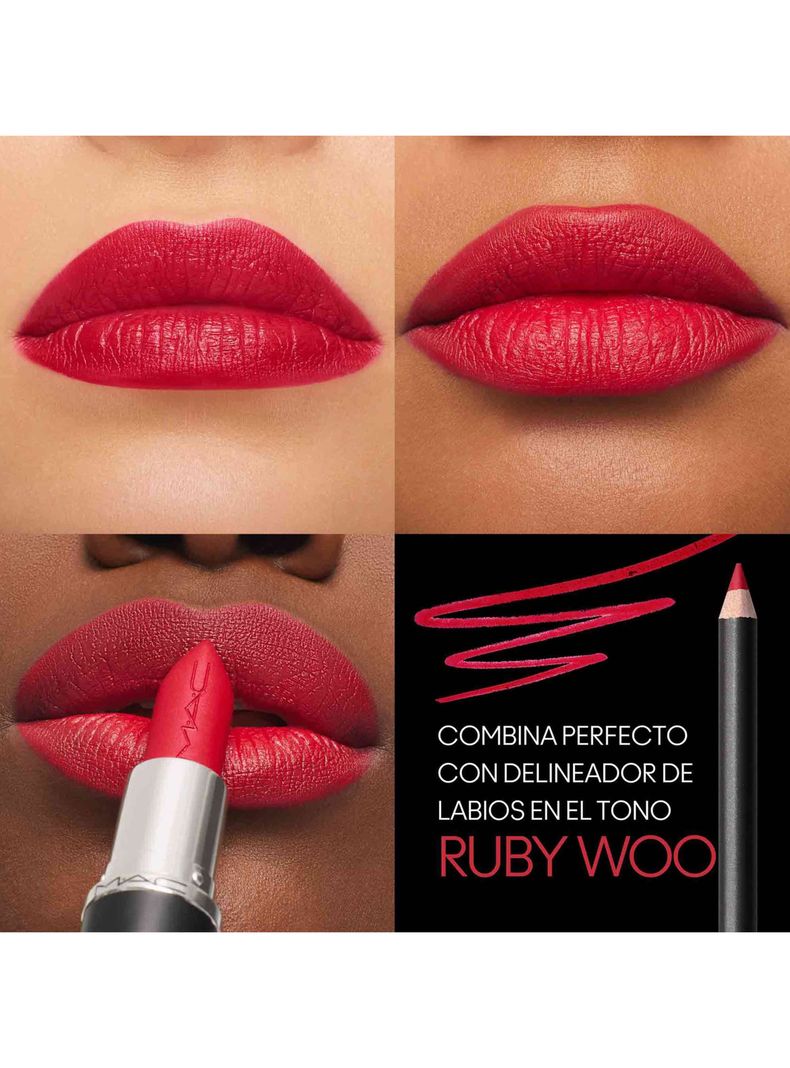 Labial M·A·Cximal Silky Matte Lipstick Tono Ruby Woo 3.5g MAC