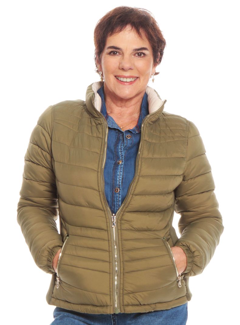 Parka Manga Larga Sólida Reversible