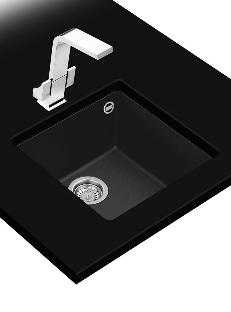 Lavaplatos Granito Bajo Encimera Square 40.40 TG Negro-2