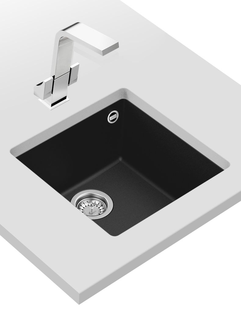 Lavaplatos Granito Bajo Encimera Square 40.40 TG Negro-3