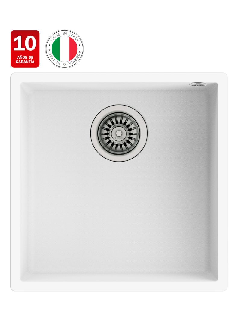 Lavaplatos Granito Bajo Encimera Square 40.40 TG Blanco-1