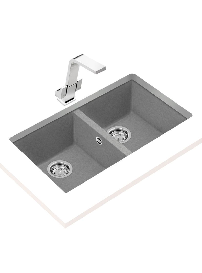 Lavaplatos Granito Bajo Encimera Square 2C-760 Stone Grey-2