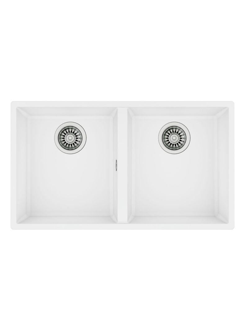 Lavaplatos Granito Bajo Encimera Square Square 2C-760 TG Blanco-0