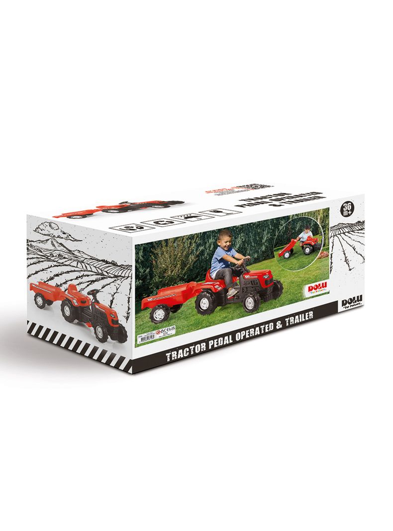 Tractor a Pedales Operated + Trailer Rojo-2