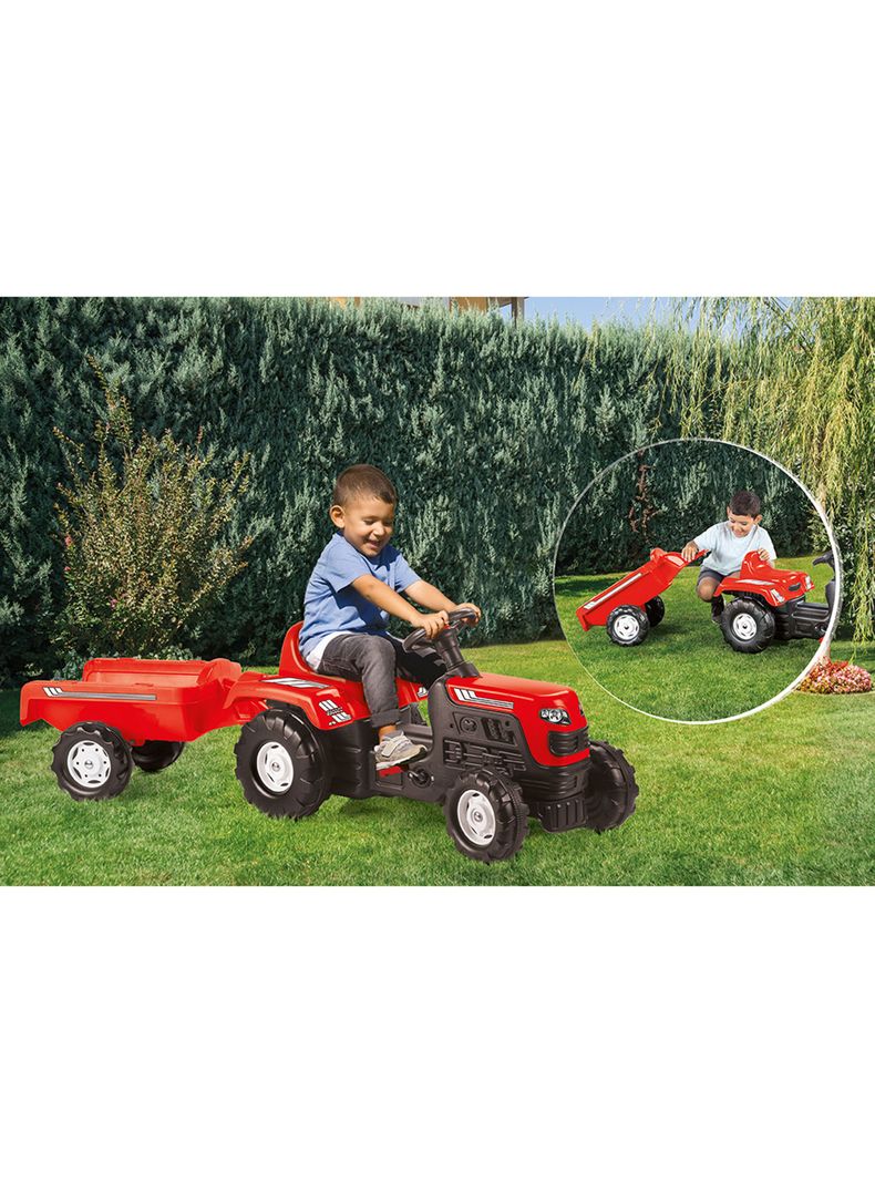 Tractor a Pedales Operated + Trailer Rojo-1