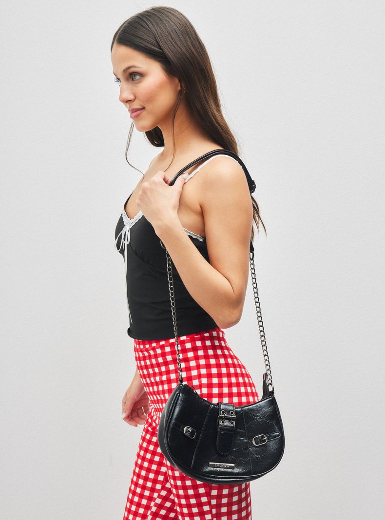Cartera Bandolera con Hebillas Metálicas-0