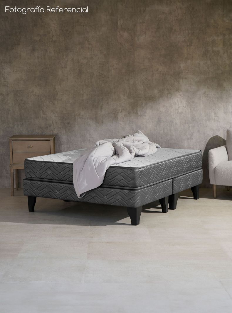 Cama Europea Apolo Black 2 Plazas Base Dividida + Set Muebles Asturias-5