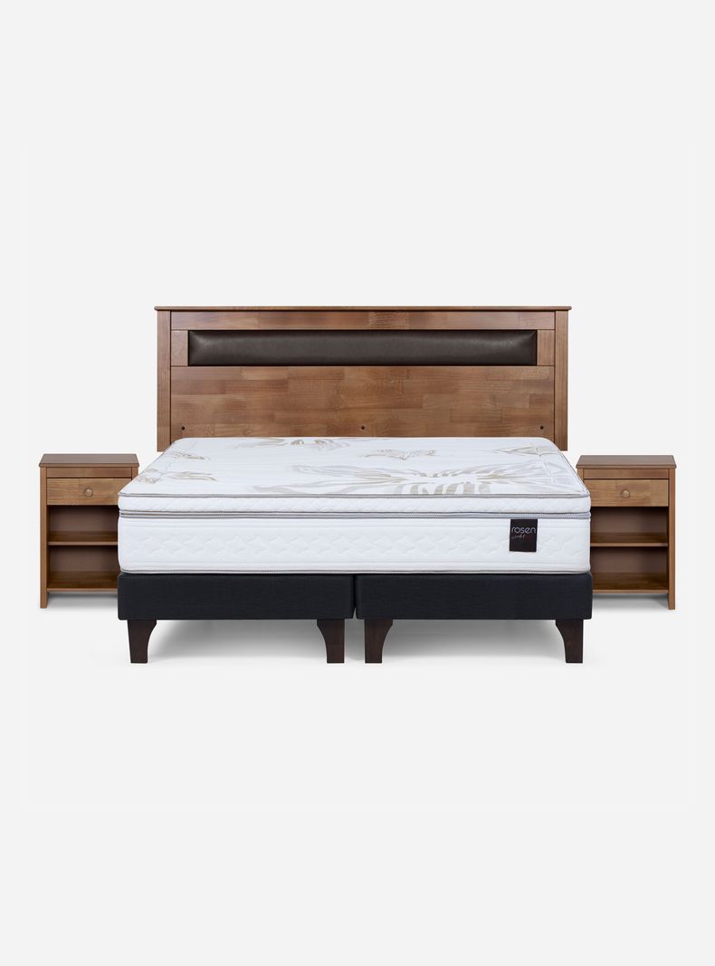Cama Europea Art 4 King + Respaldo + Velador-1