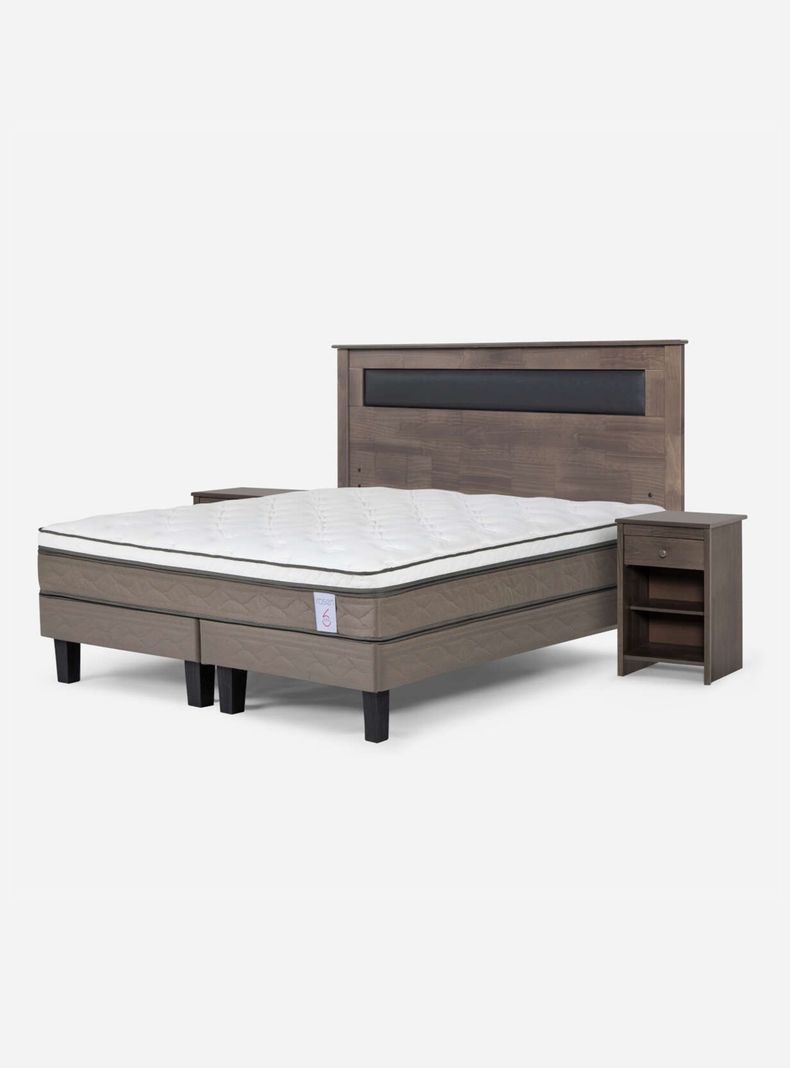 Cama Europea New Style 6 2 Plazas Base Dividida + Set de Muebles Ferrara-0