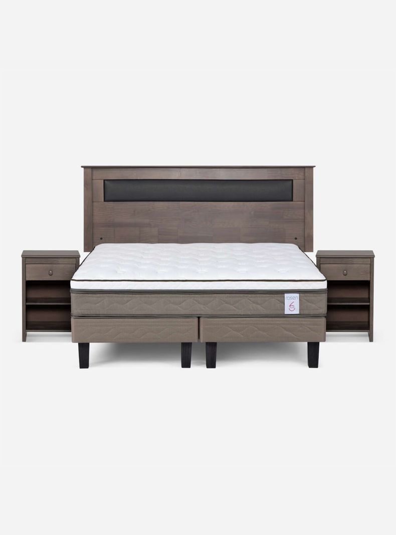 Cama Europea New Style 6 2 Plazas Base Dividida + Set de Muebles Ferrara-1