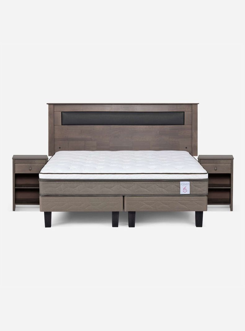 Cama Europea New Style 6 King + Respaldo + Velador-1